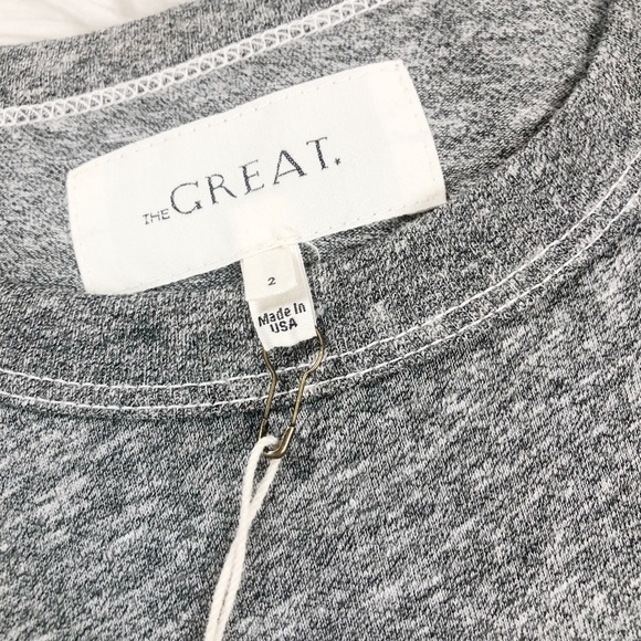 THE GREAT Puff Sleeve Grey Pullover Casual Dress - Picture 4 of 6